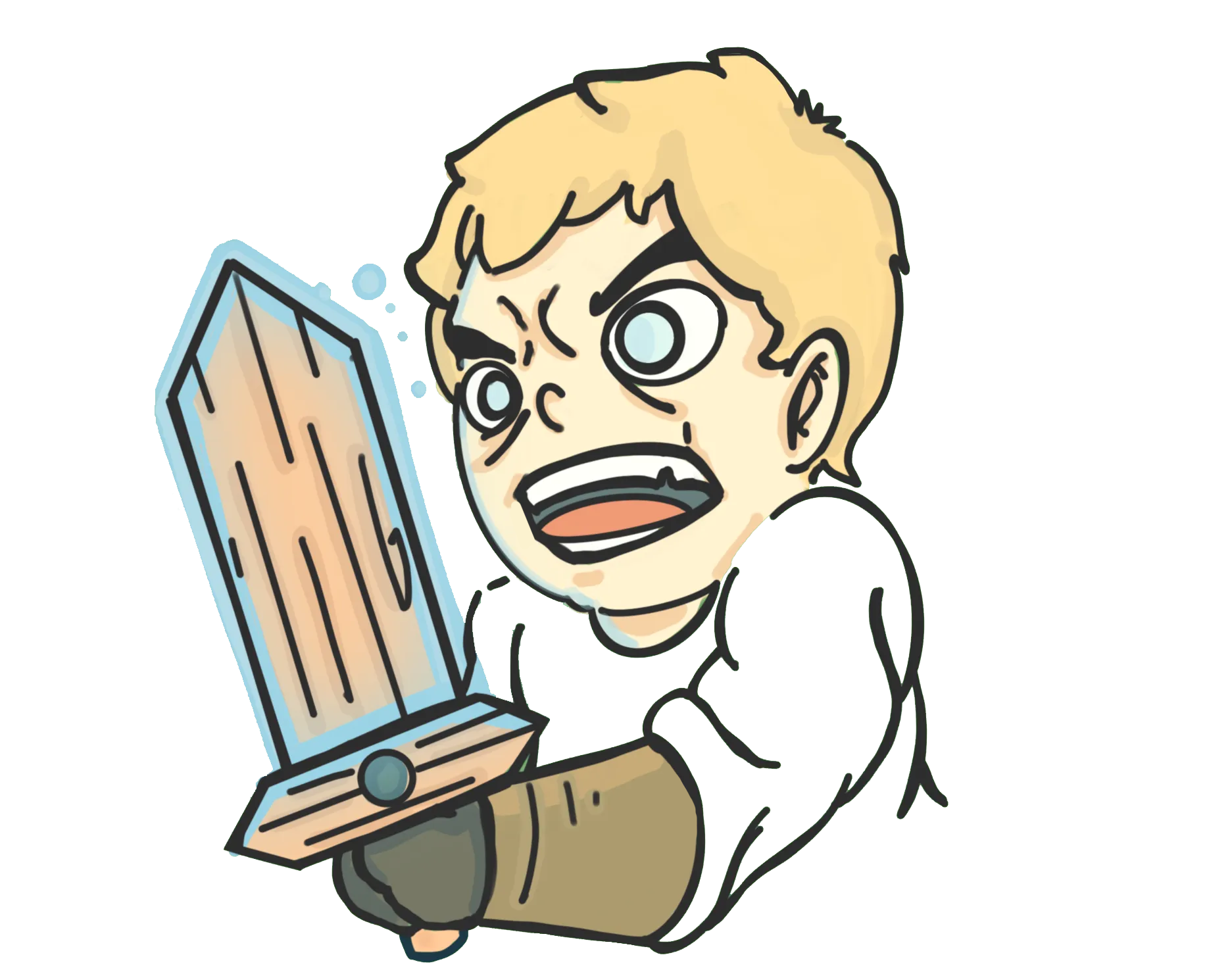 Illustrated adventurer holding a sword